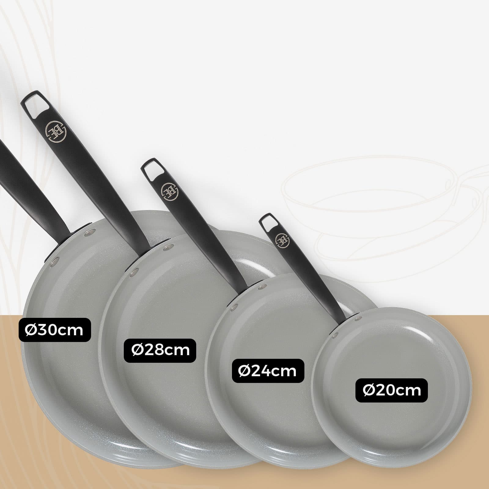 BE Living Essential Stekepanne &#8211; Ø20cm &#8211; Svart - product photo