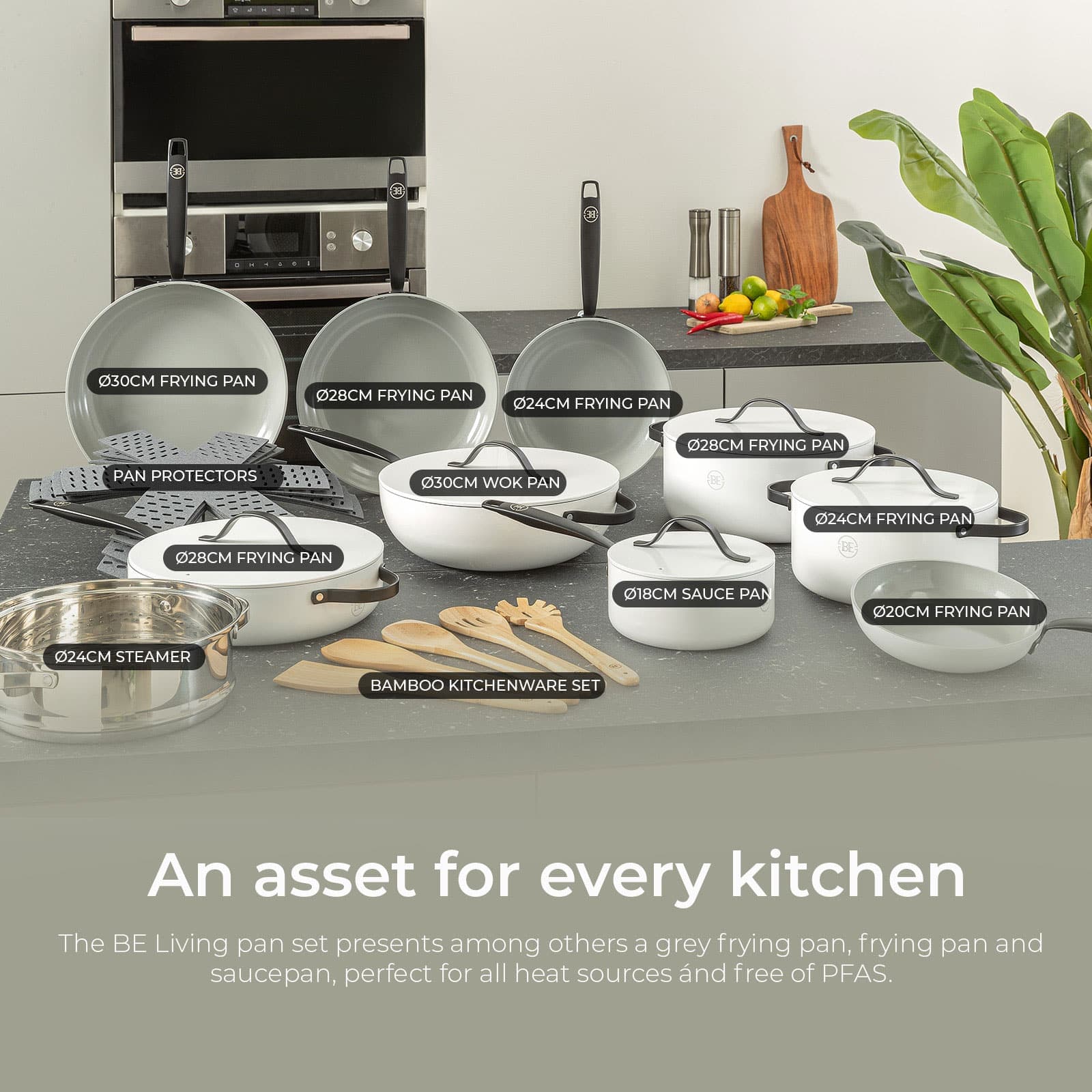 BE Living Essential Stekepannesett 2 deler &#8211; Hvit - product photo