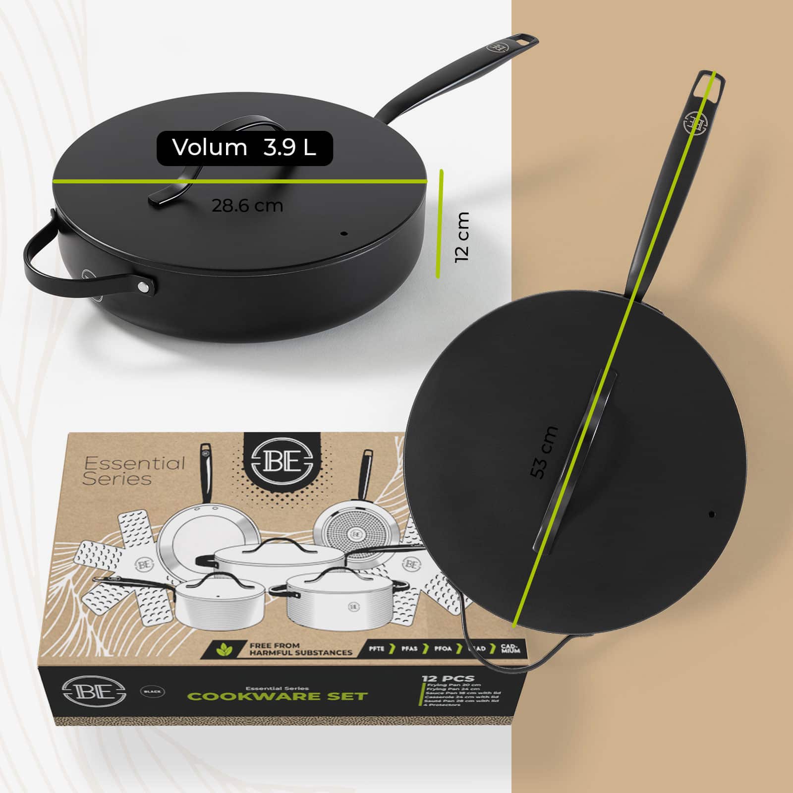 BE Living Essential Grytesett 20 deler &#8211; Matt Svart - product photo