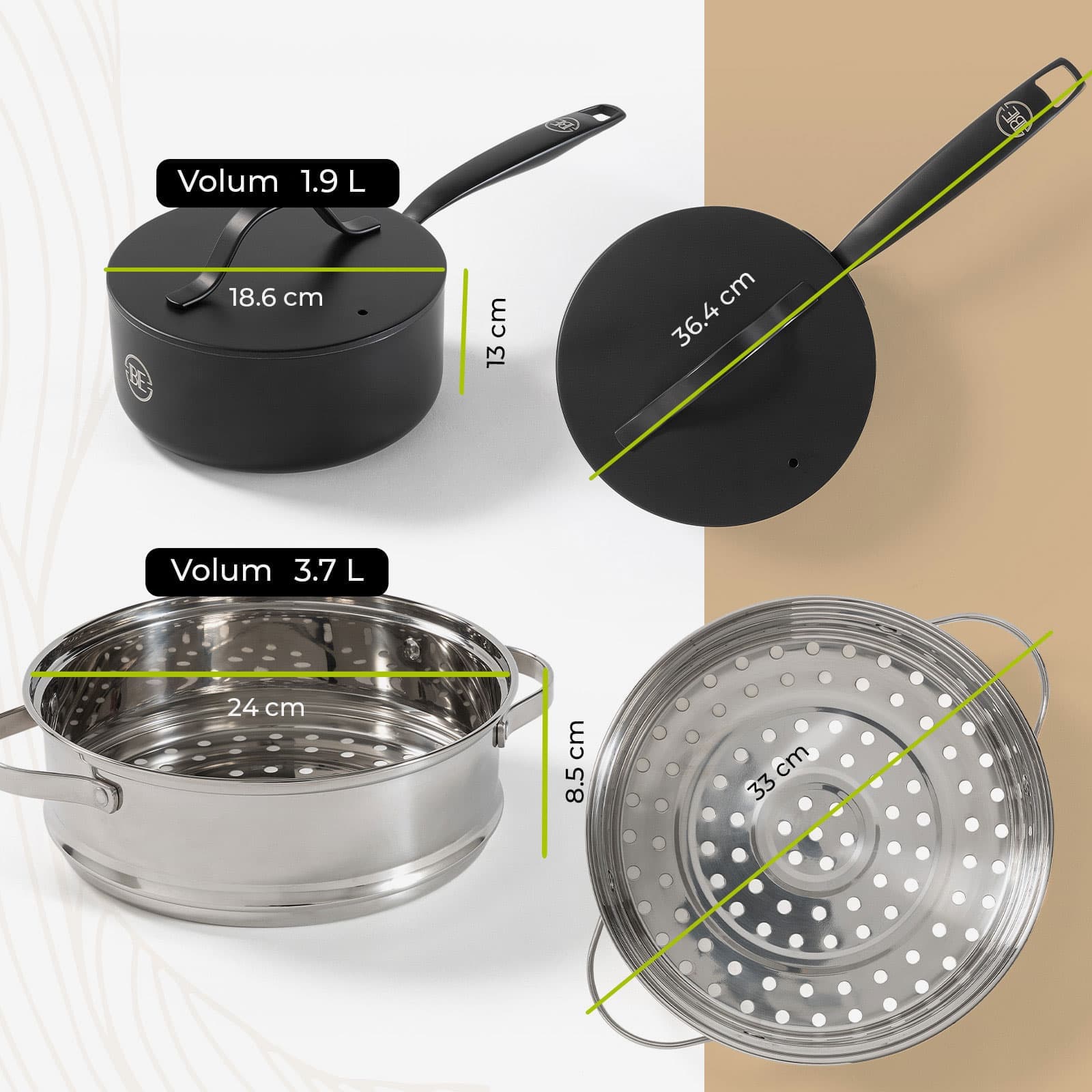 BE Living Essential Grytesett 20 deler &#8211; Matt Svart - product photo